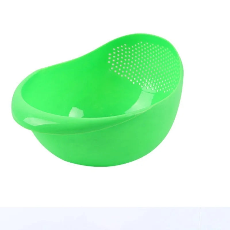 Multifunctional Rice Washer & Strainer Bowl - Green/Pink