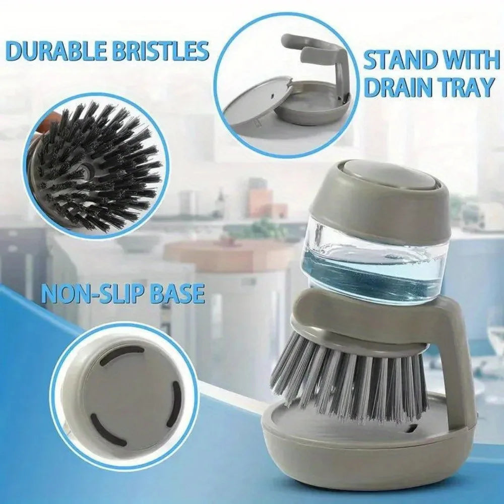 Dishwashing Brush with Soap Dispenser & Holder