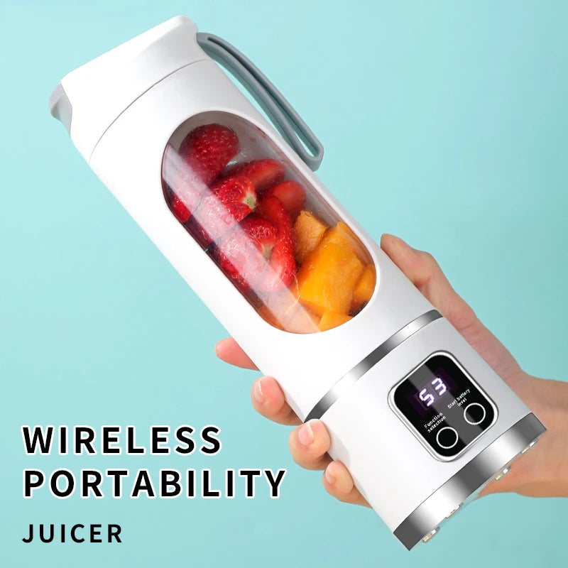 450ml Portable Fruit Juicer, 8 Blades, USB Rechargeable, Ice Crusher