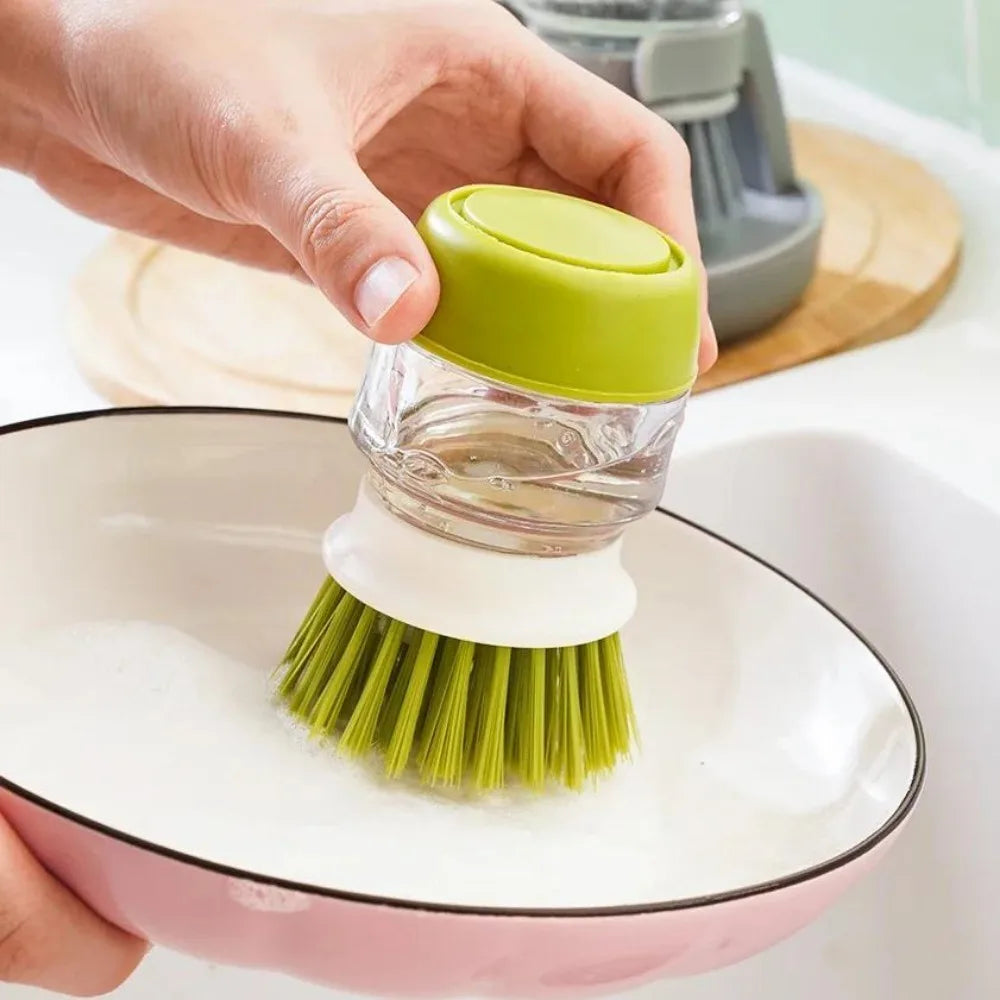 Dishwashing Brush with Soap Dispenser & Holder