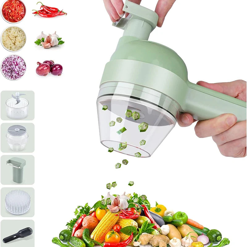 5-in-1 Electric Vegetable Cutter Set, Portable, Rechargeable Food Processor