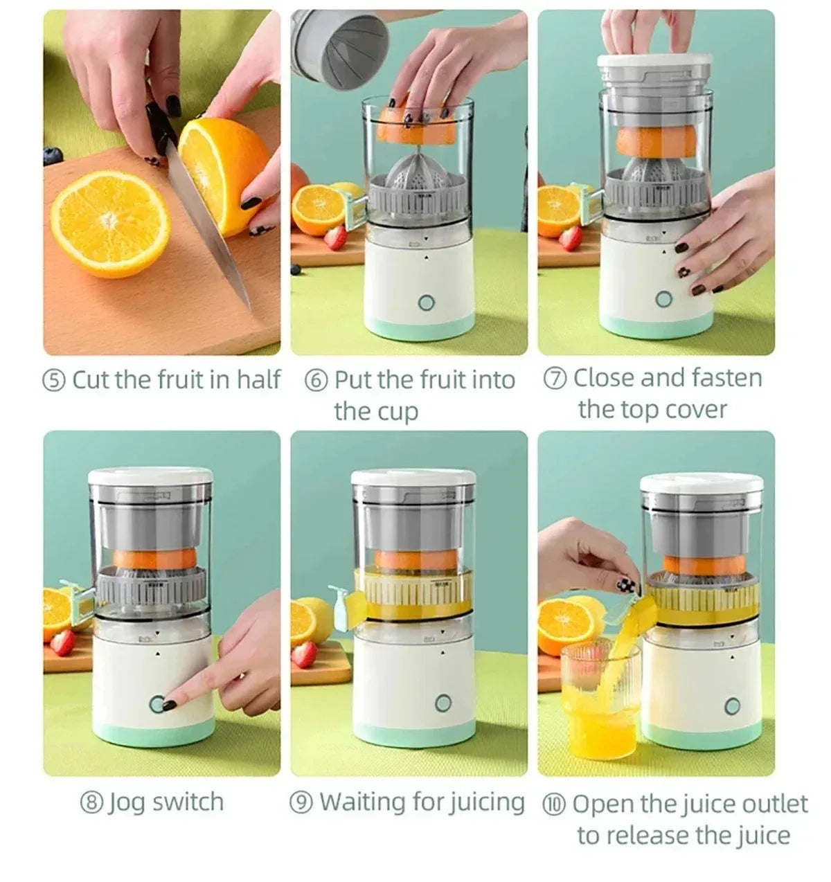 Portable Electric Juicer, USB Rechargeable, Wireless Lemon & Orange Squeezer